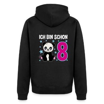 Acht Jahre – Pandastarker Tag - Unisex Premium Bio Zip Hoodie - Schwarz - Hinten - Nico (187cm)