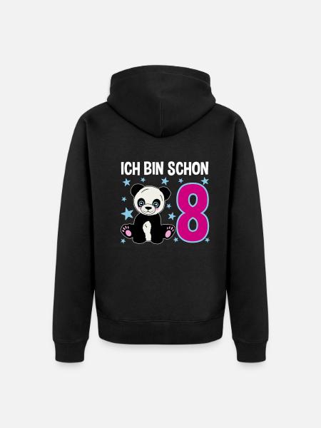 Eight Years – Panda Strong Day - Unisex Premium Organic Zip Hoodie - black