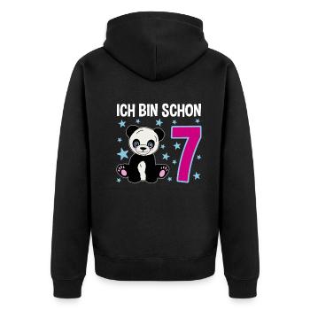 Sieben Jahre Panda-Feier - Unisex Premium Bio Zip Hoodie - Schwarz - Hinten - Nico (187cm)