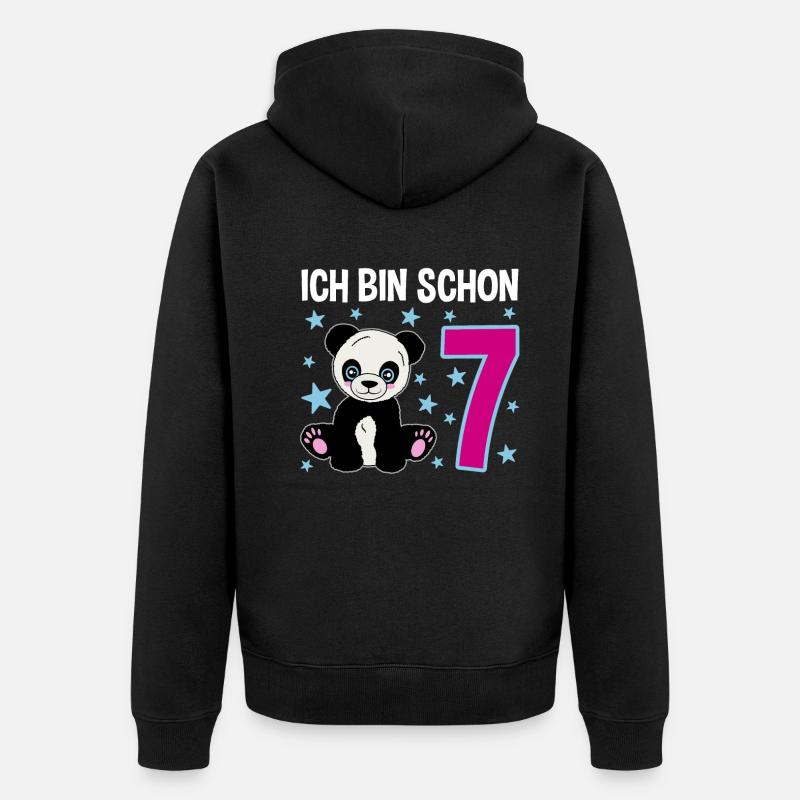 Sieben Jahre Panda-Feier - Unisex Premium Bio Zip Hoodie - Schwarz