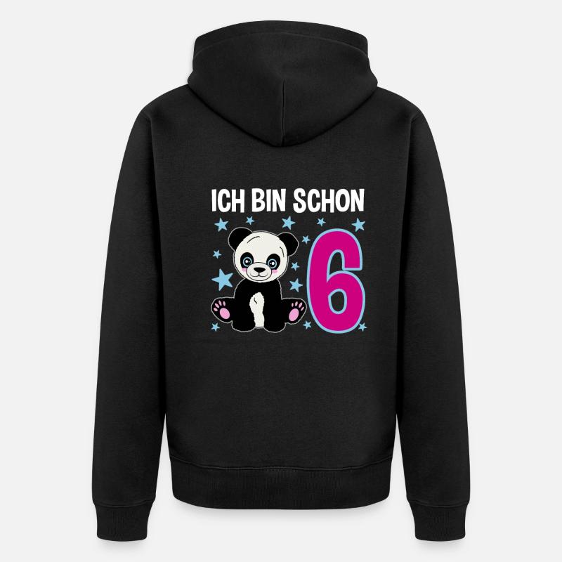 Six ans – Panda Smile - Veste à capuche bio Premium Unisexe - noir
