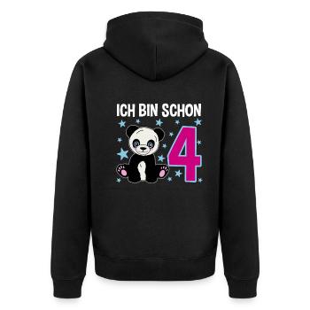 Vier Jahre Pandazauber - Unisex Premium Bio Zip Hoodie - Schwarz - Hinten - Nico (187cm)