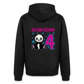Vier Jahre Pandazauber - Unisex Premium Bio Zip Hoodie - Schwarz - Hinten - Nico (187cm)