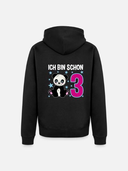 Three years of panda fun - Unisex Premium Organic Zip Hoodie - black
