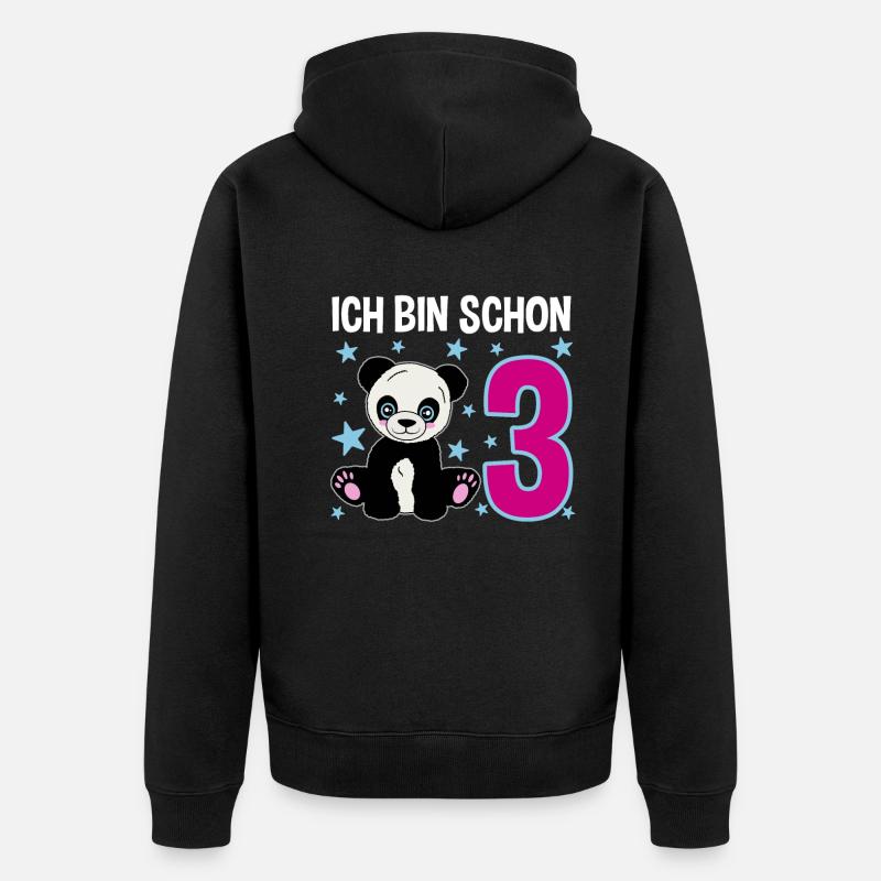 Trois ans de plaisir panda - Veste à capuche bio Premium Unisexe - noir
