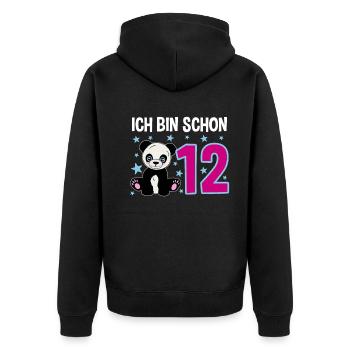 Cute Panda - Twelve Years of Jubilation - Unisex Premium Organic Zip Hoodie - black - Back - Nico (187cm)