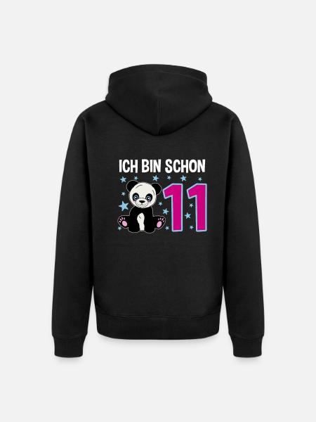 Eleventh Birthday – Panda Power - Unisex Premium Organic Zip Hoodie - black