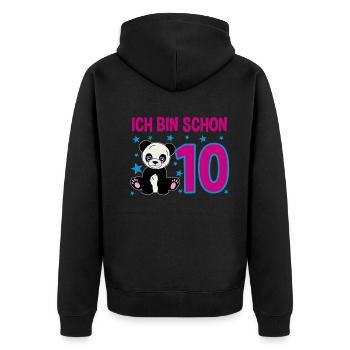 Dix ans – Panda Jubilation - Veste à capuche bio Premium Unisexe - noir - Dos - Nico (187cm)