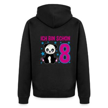 Acht Jahre – Pandastarker Tag - Unisex Premium Bio Zip Hoodie - Schwarz - Hinten - Nico (187cm)