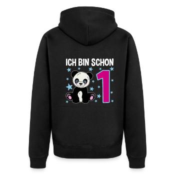 Panda Darling – 1 an de pur bonheur - Veste à capuche bio Premium Unisexe - noir - Dos - Nico (187cm)