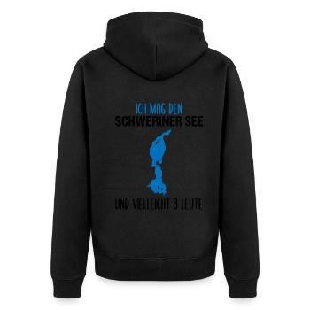 Schweriner See & drei Favoriten - Unisex Premium Bio Zip Hoodie - Schwarz - Hinten - Nico (187cm)