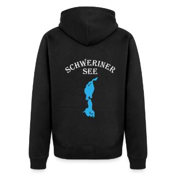 Schweriner See - Naturjuwel - Unisex Premium Bio Zip Hoodie - Schwarz - Hinten - Nico (187cm)