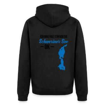 Einfach Schweriner See Liebe - Unisex Premium Bio Zip Hoodie - Schwarz - Hinten - Nico (187cm)