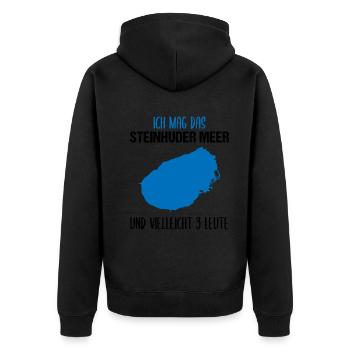 Steinhuder Meer & 3 Leute - Unisex Premium Bio Zip Hoodie - Schwarz - Hinten - Nico (187cm)