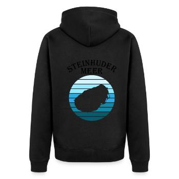 Steinhuder Meer Wellenspiel Reflexion - Unisex Premium Bio Zip Hoodie - Schwarz - Hinten - Nico (187cm)