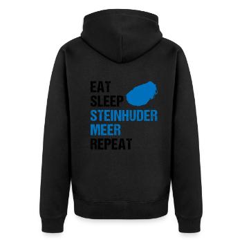 Eat Sleep Steinhuder Meer Repeat - Unisex Premium Organic Zip Hoodie - black - Back - Nico (187cm)