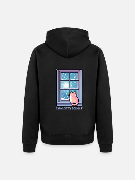 Snow Kitty Delight - Unisex Premium Organic Zip Hoodie - black
