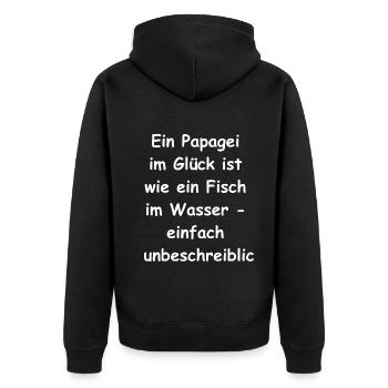 Glücks-Papagei-Geschenk - Unisex Premium Bio Zip Hoodie - Schwarz - Hinten - Nico (187cm)
