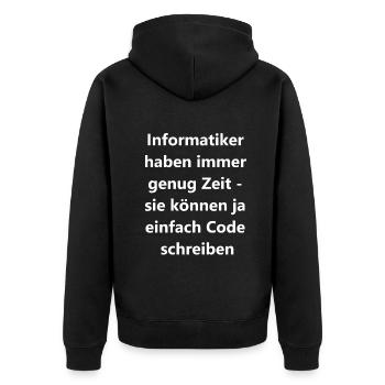 Geschenk für Nerds - Unisex Premium Bio Zip Hoodie - Schwarz - Hinten - Nico (187cm)