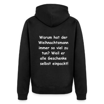 Gift wrapping mess - Unisex Premium Organic Zip Hoodie - black - Back - Nico (187cm)