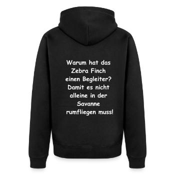 Zebra Finch Geschenk - Unisex Premium Bio Zip Hoodie - Schwarz - Hinten - Nico (187cm)