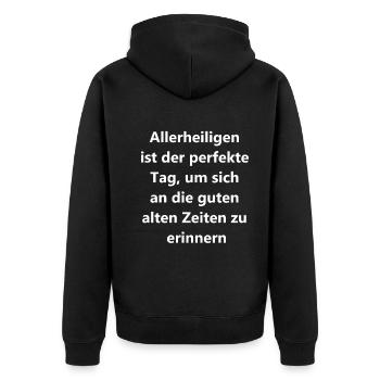 Geschenk für Freunde - Unisex Premium Bio Zip Hoodie - Schwarz - Hinten - Nico (187cm)