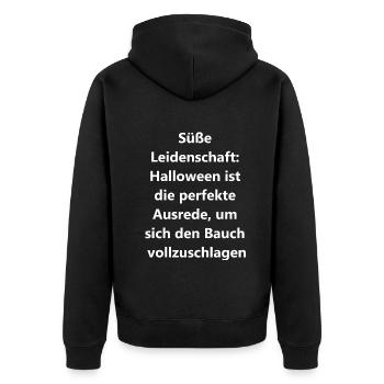 Geschenk für Naschkatzen - Unisex Premium Bio Zip Hoodie - Schwarz - Hinten - Nico (187cm)