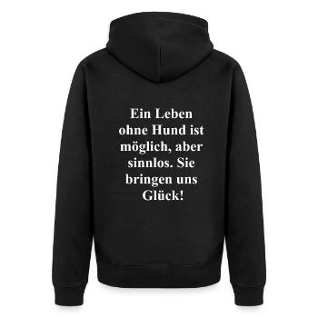 Personalisierbares Hunde-Geschenk - Unisex Premium Bio Zip Hoodie - Schwarz - Hinten - Nico (187cm)