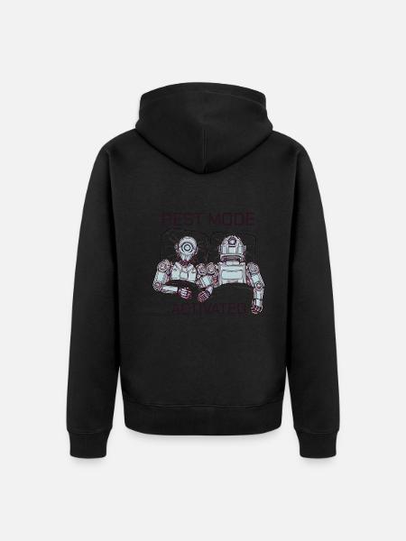 Funny Sleeping Robot Rest Mode - Unisex Premium Organic Zip Hoodie - black