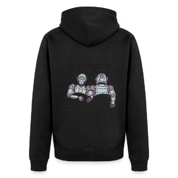 Funny Sleeping Robot Rest Mode Pajamas - Unisex Premium Organic Zip Hoodie - black - Back - Nico (187cm)
