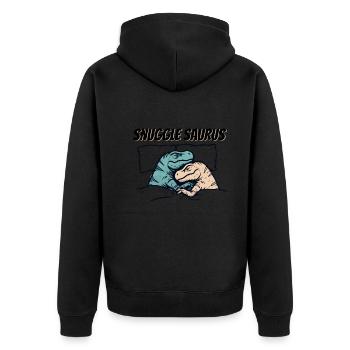 Lustige Schlafende Dinosaurier Kuscheln Saurus - Unisex Premium Bio Zip Hoodie - Schwarz - Hinten - Nico (187cm)