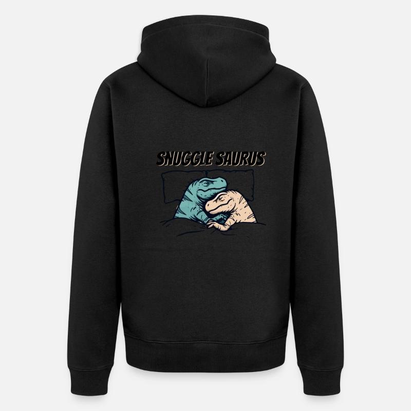 Drôle de dinosaure endormi câlin Saurus - Veste à capuche bio Premium Unisexe - noir