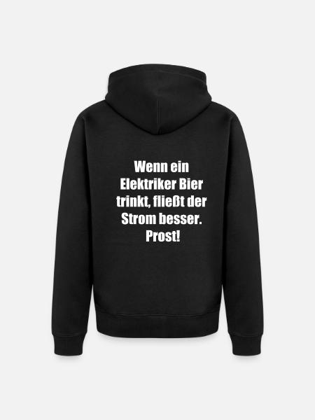 Elektriker + Bier = Perfekte Kombination - Unisex Premium Bio Zip Hoodie - Schwarz