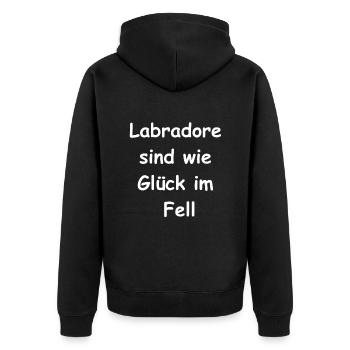 Glückspfote - Unisex Premium Bio Zip Hoodie - Schwarz - Hinten - Nico (187cm)