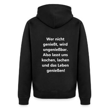 Kochlöffel Geschenkanhänger - Unisex Premium Bio Zip Hoodie - Schwarz - Hinten - Nico (187cm)