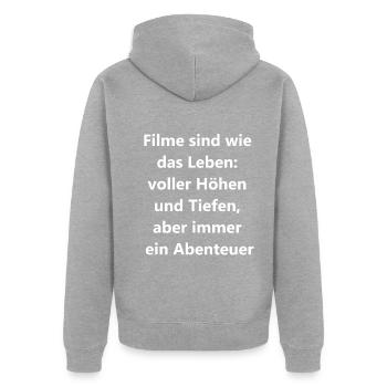 Das perfekte Geschenk für alle Filmfans - Unisex Premium Bio Zip Hoodie - Grau meliert - Hinten - Nico (187cm)
