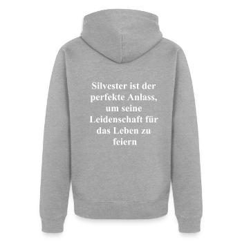 La vie est un cadeau de fête pour le réveillon du Nouvel An - Veste à capuche bio Premium Unisexe - gris chiné - Dos - Nico (187cm)