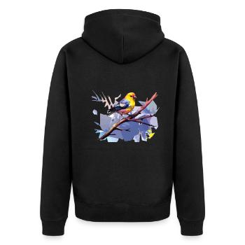 Chardonneret jaune artistique - Veste à capuche bio Premium Unisexe - noir - Dos - Nico (187cm)