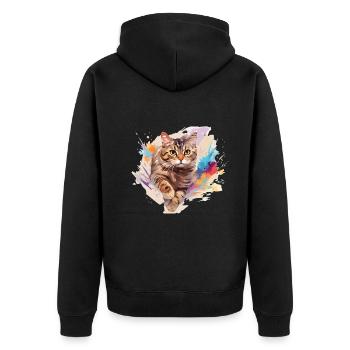 Chat américain à poil court - Veste à capuche bio Premium Unisexe - noir - Dos - Nico (187cm)