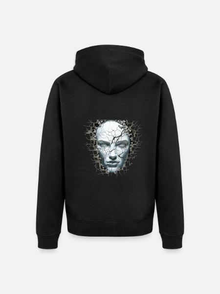 Cracked Wall Surface, Artistic Design - Unisex Premium Organic Zip Hoodie - black