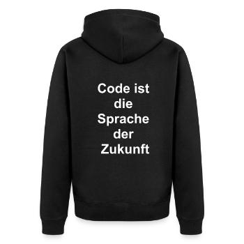 Informatiker Geschenk - Unisex Premium Bio Zip Hoodie - Schwarz - Hinten - Nico (187cm)