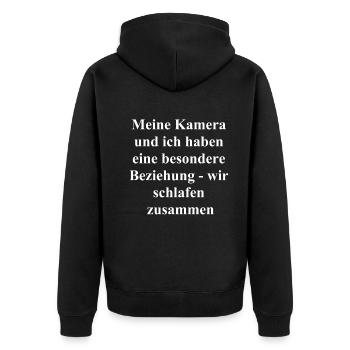 Liebeserklärung an meine Kamera Geschenk - Unisex Premium Bio Zip Hoodie - Schwarz - Hinten - Nico (187cm)
