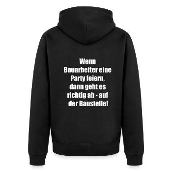 Construction Worker Party Gift - Unisex Premium Organic Zip Hoodie - black - Back - Nico (187cm)