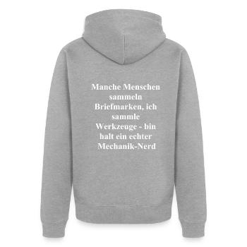 Cadeau de nerd mécanique - Veste à capuche bio Premium Unisexe - gris chiné - Dos - Nico (187cm)