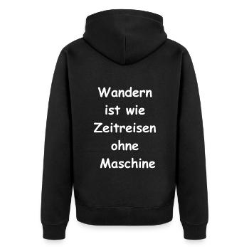 Zeitreise Geschenk - Unisex Premium Bio Zip Hoodie - Schwarz - Hinten - Nico (187cm)