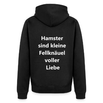 Hamstergeschenk - Unisex Premium Bio Zip Hoodie - Schwarz - Hinten - Nico (187cm)