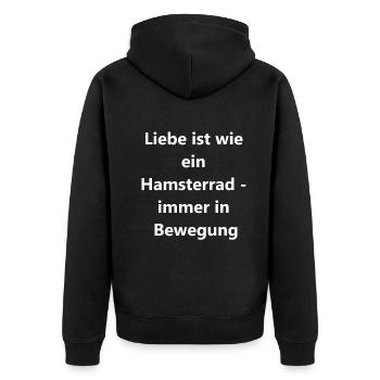 Lustiges Hamstergeschenk - Unisex Premium Bio Zip Hoodie - Schwarz - Hinten - Nico (187cm)