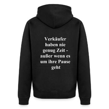 Geschenke für fleißige Verkäufer - Unisex Premium Bio Zip Hoodie - Schwarz - Hinten - Nico (187cm)