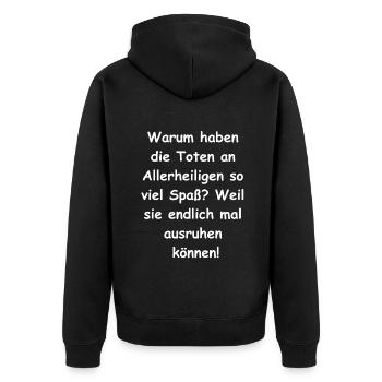 Geschenk für Geister - Unisex Premium Bio Zip Hoodie - Schwarz - Hinten - Nico (187cm)