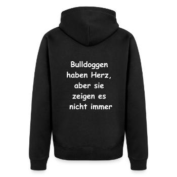 Herzige Bulldogge Geschenk - Unisex Premium Bio Zip Hoodie - Schwarz - Hinten - Nico (187cm)